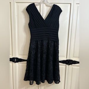 Adrianna Papell Black Textured Mini Dress